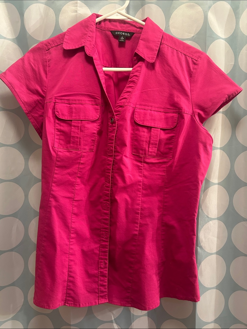 George Hot Pink Short Sleeve Button-Front Shirt
